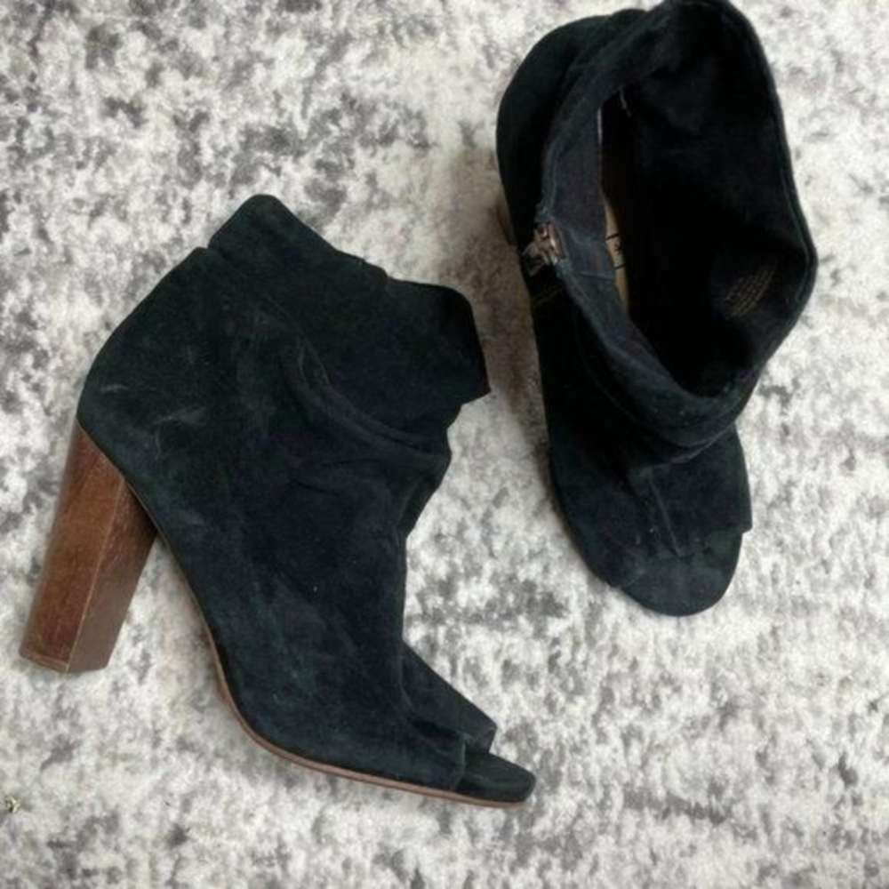 Splendid Suede Leather Open Toe Booties